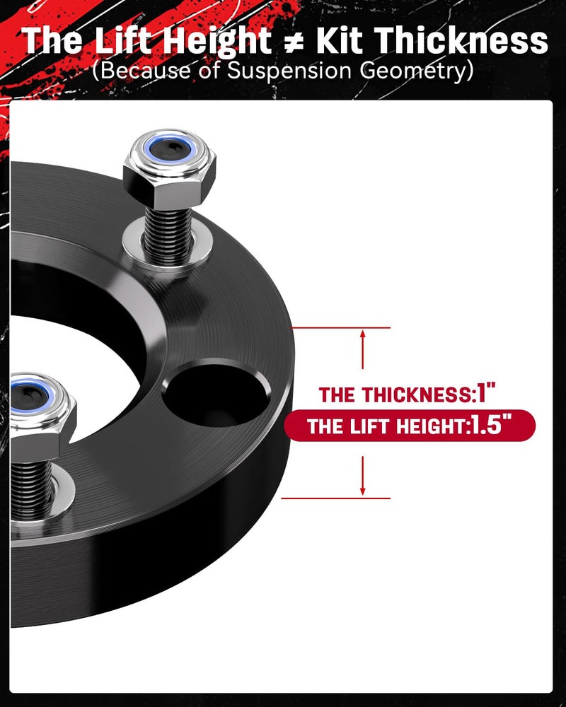 Richeer 1.5 inch Leveling Lift Kit Compatible with 2004-2025 F150, Leveling Lift Kit Fit for 2004-2025 F150 2WD 4WD Forged Front Strut Spacers Raise the Front of your F150 by 1.5"" - Image 2